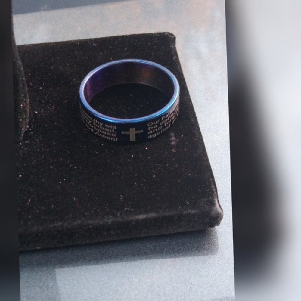 New Stainless steel blue Jesus ring size 13 - Picture 5 of 7